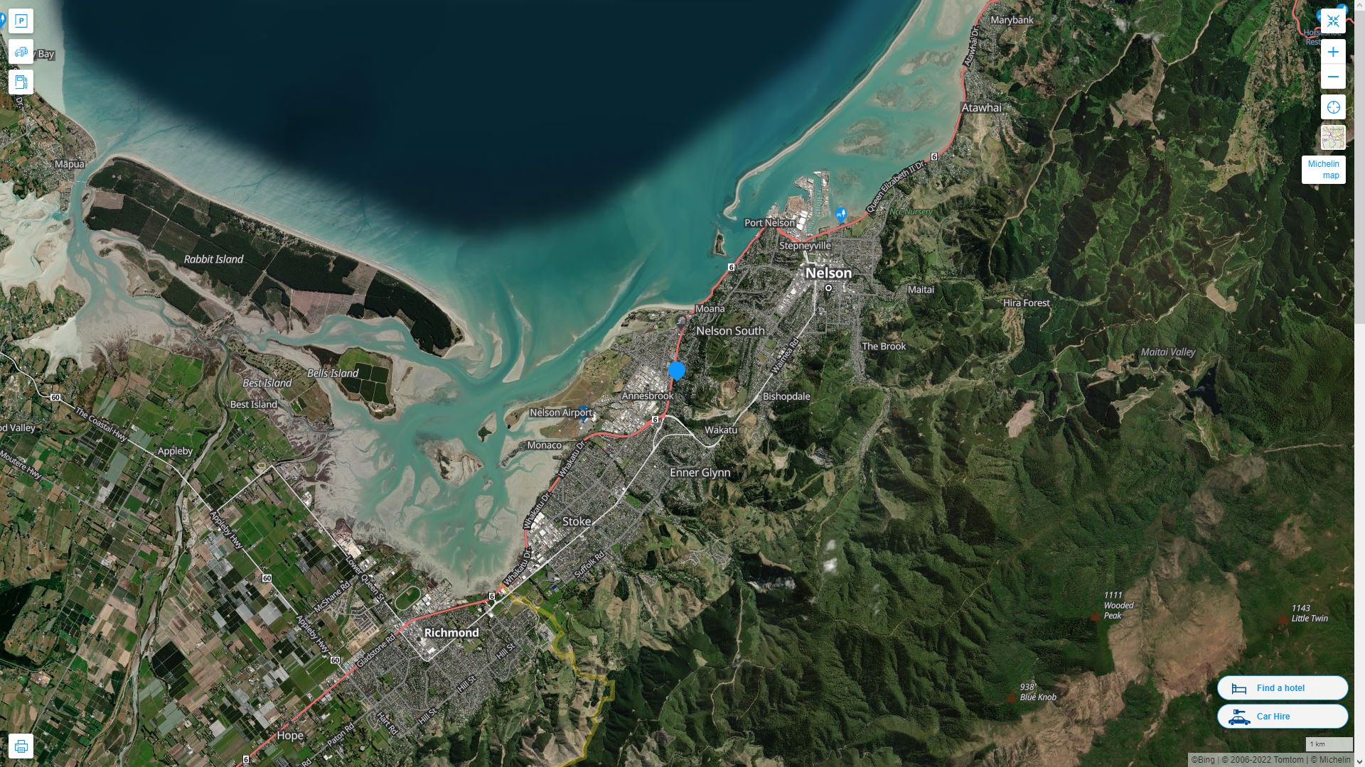	Nelson	 Highway and Road Map with Satellite View